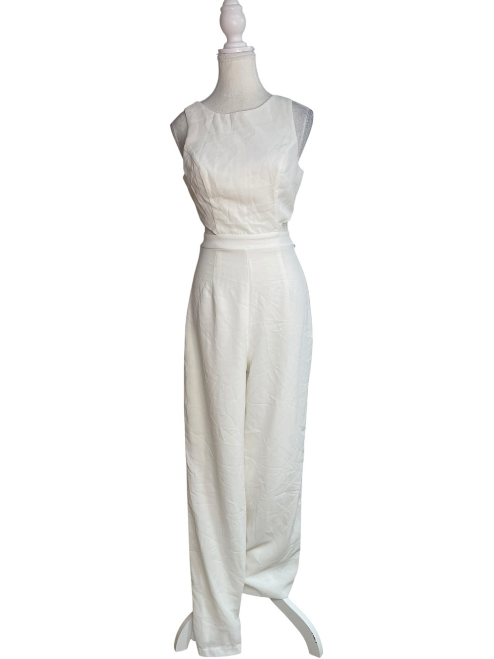 Lulus Moments to Remember Sleeveless Wide-Leg Cutout Jumpsuit White